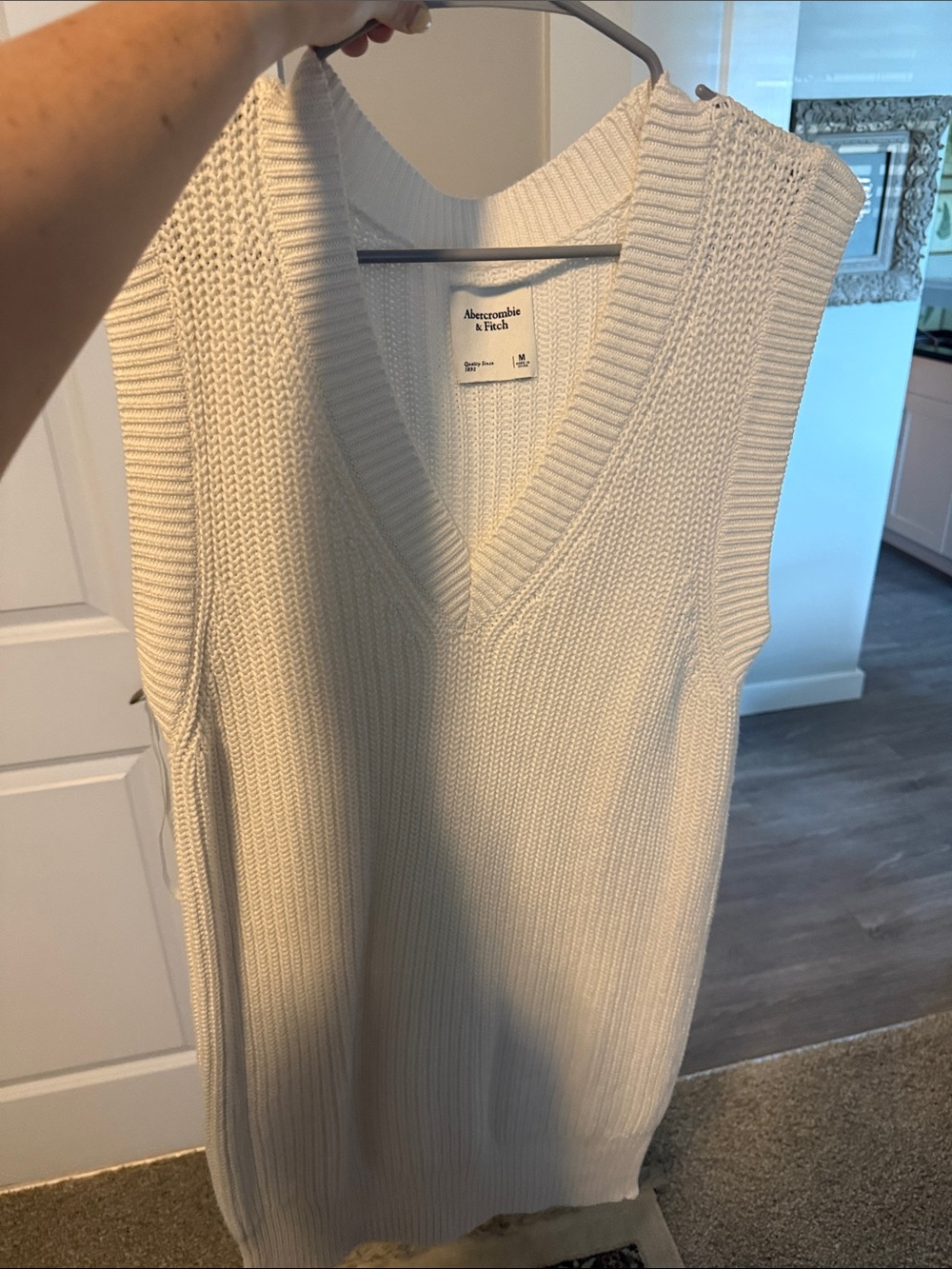 Abercrombie & Fitch Women's Cream Knit V-Neck Sweater Vest Dress